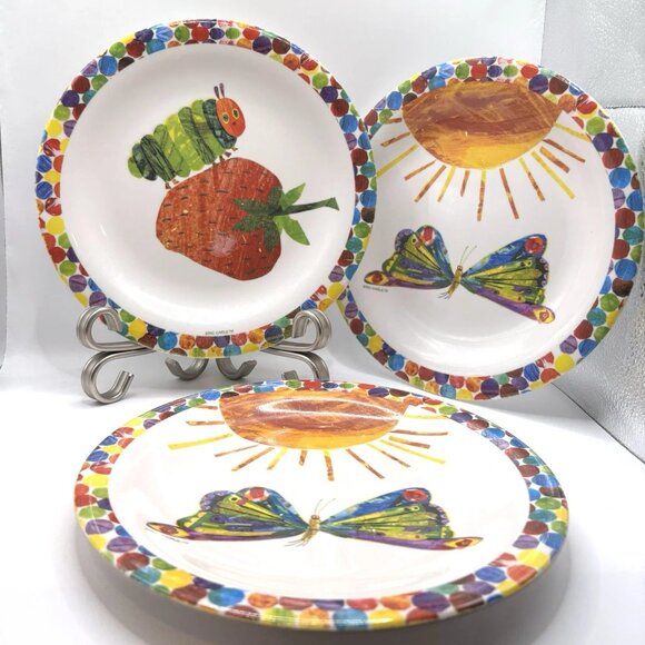 Hungry Caterpillar Pottery Barn Kids Melamine Plates Lot of 3 Retired - Picture 1 of 9